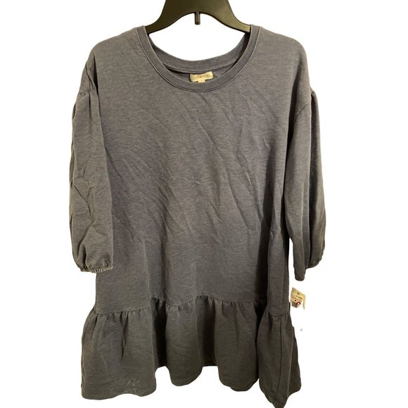 Women's Balloon Sleeve Dress - Ultra Flirt Gray 1X - Picture 1 of 7